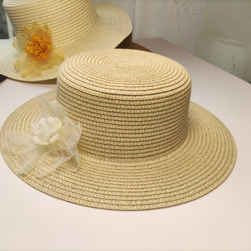 Flat Top Women's Beach Raffia Sun Hat