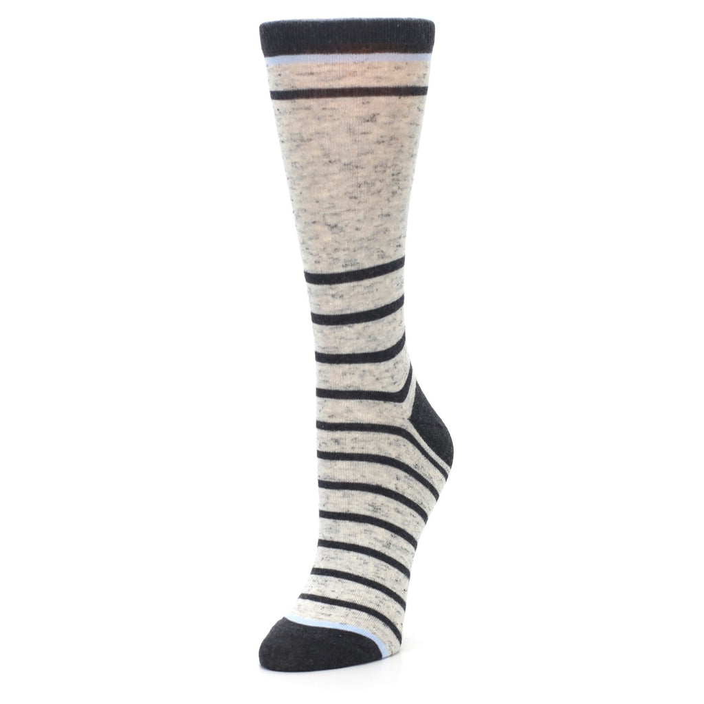 Light Gray Heathered Striped Socks - Women's Dress Socks