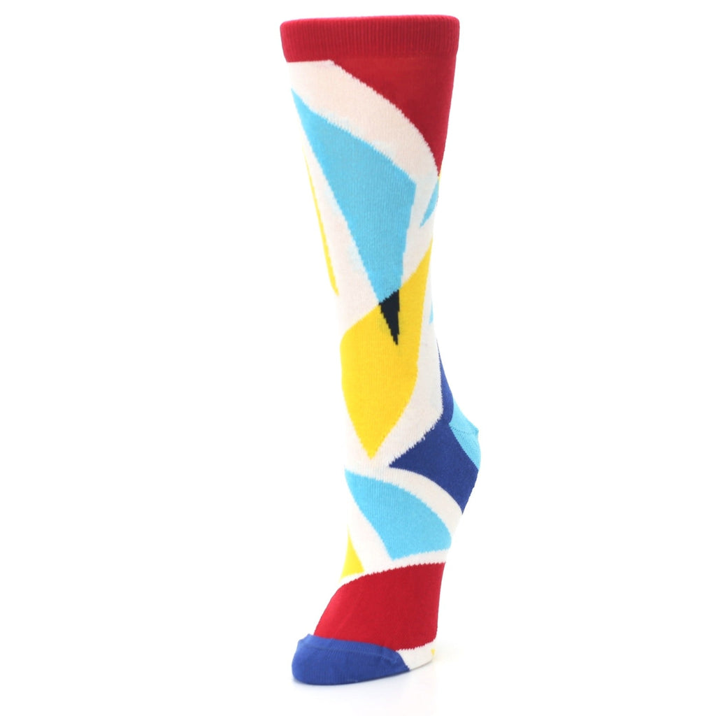 Red Yellow Blue Triangles Women's Dress Socks
