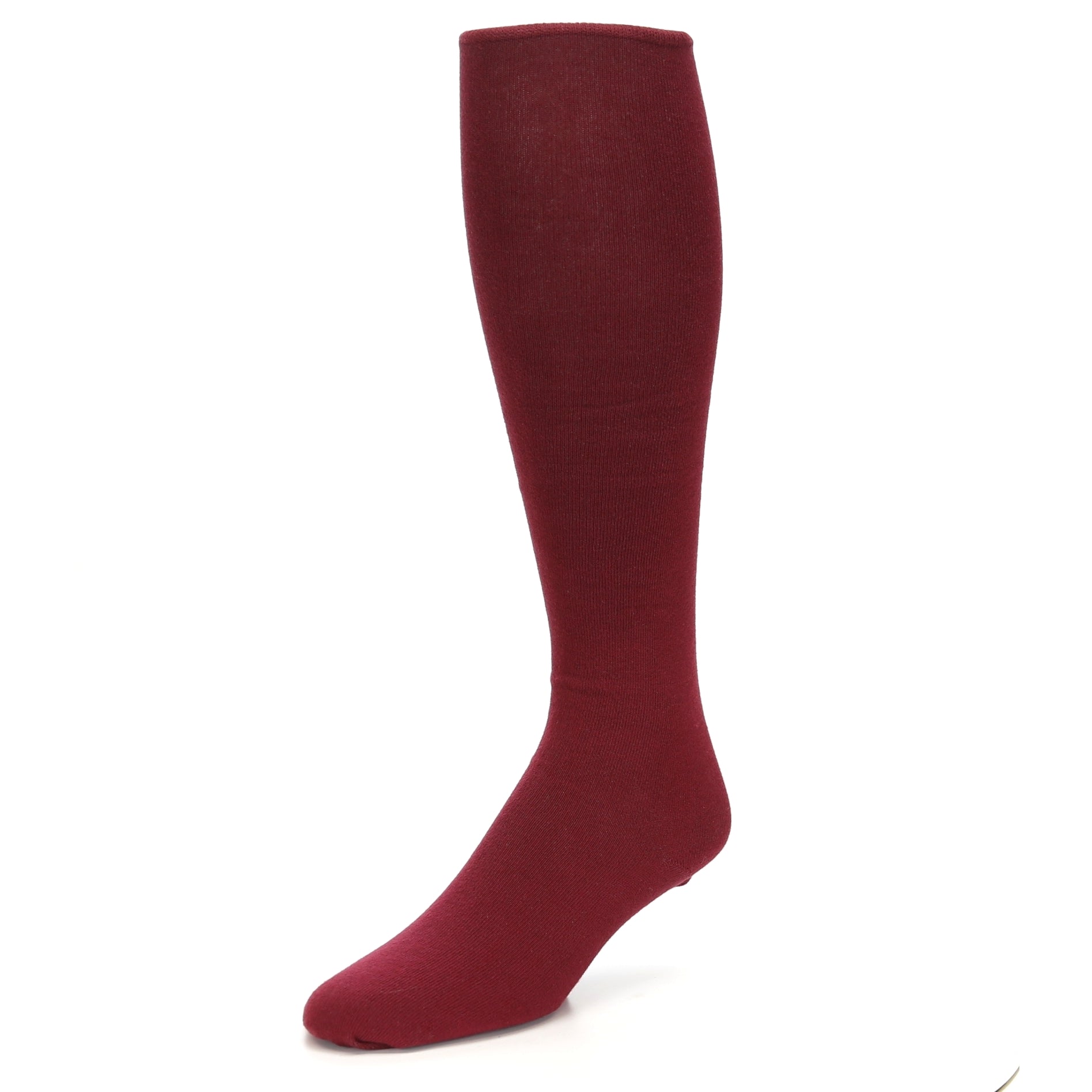 Burgundy Solid Color Socks - Men's Over-the-Calf Socks