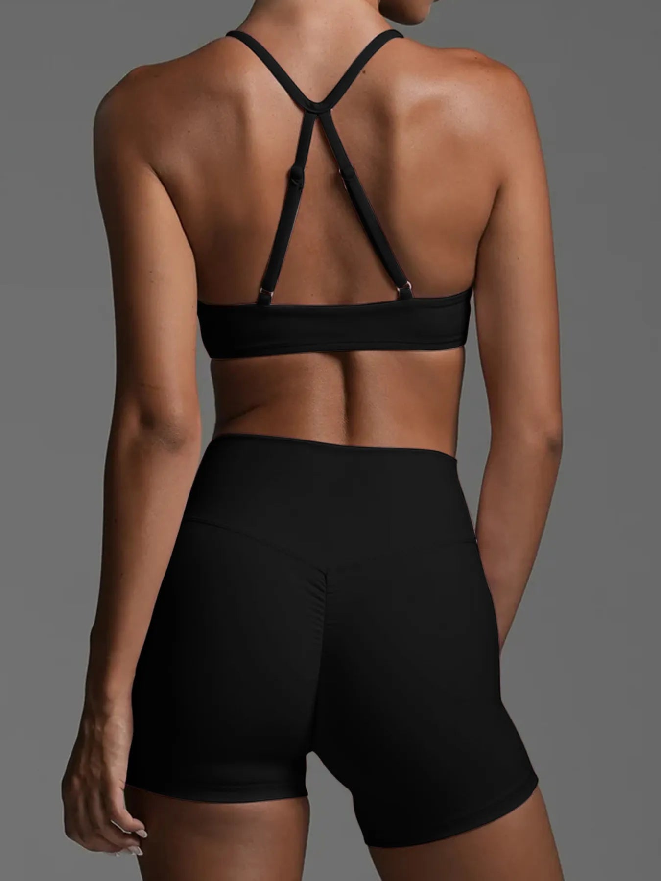 Ruched Sports Bra and High-Waisted Shorts Active Set
