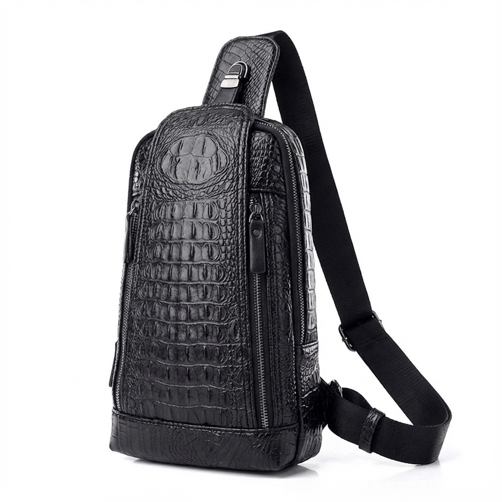 Men’s Croc-Embossed Leather Sling Bag – Modern Everyday Carry