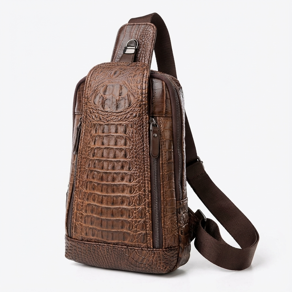 Men’s Croc-Embossed Leather Sling Bag – Modern Everyday Carry