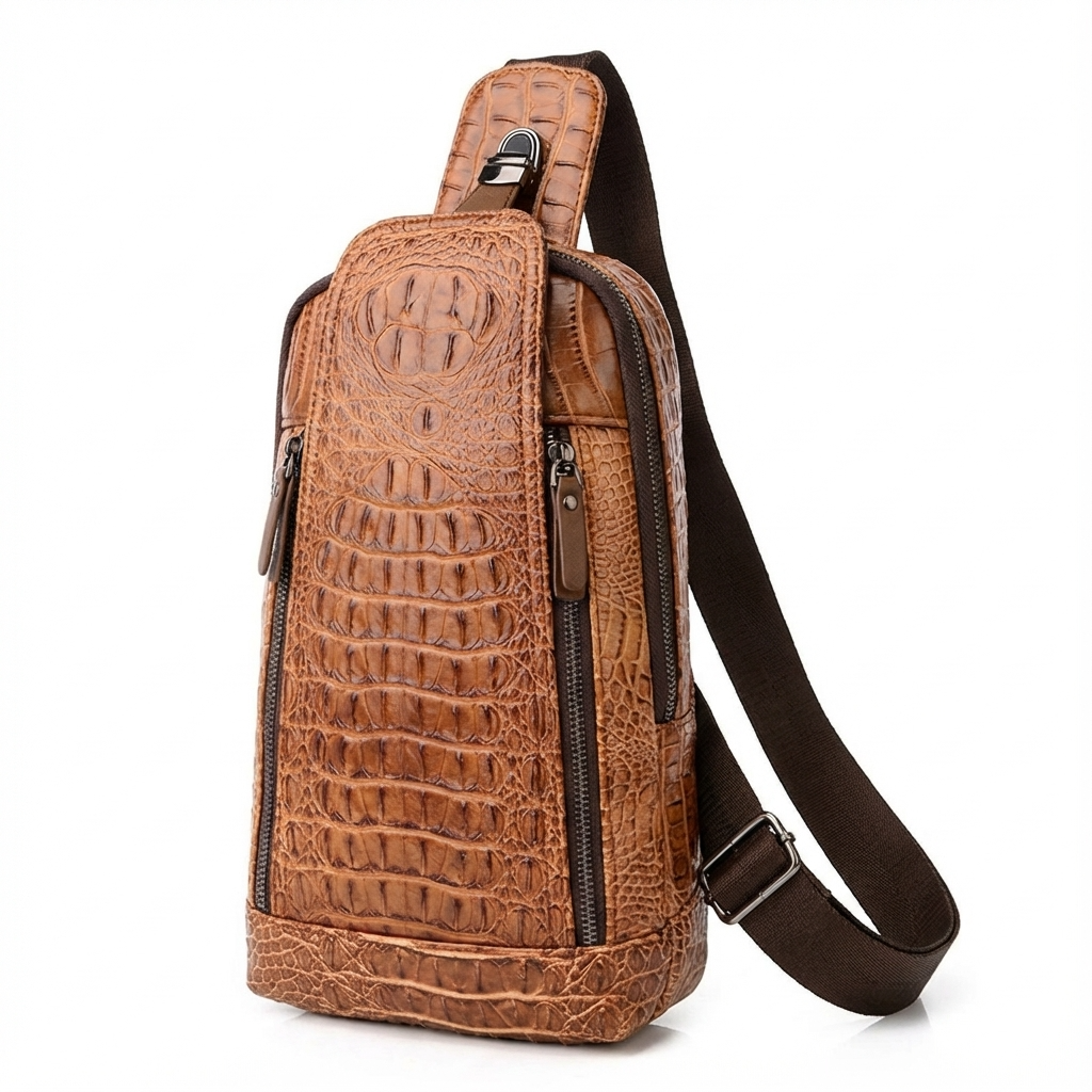 Men’s Croc-Embossed Leather Sling Bag – Modern Everyday Carry