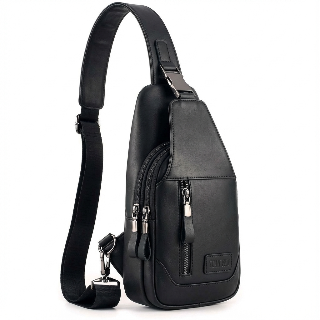 Men’s Leather Sling Bag – Secure Anti-Theft