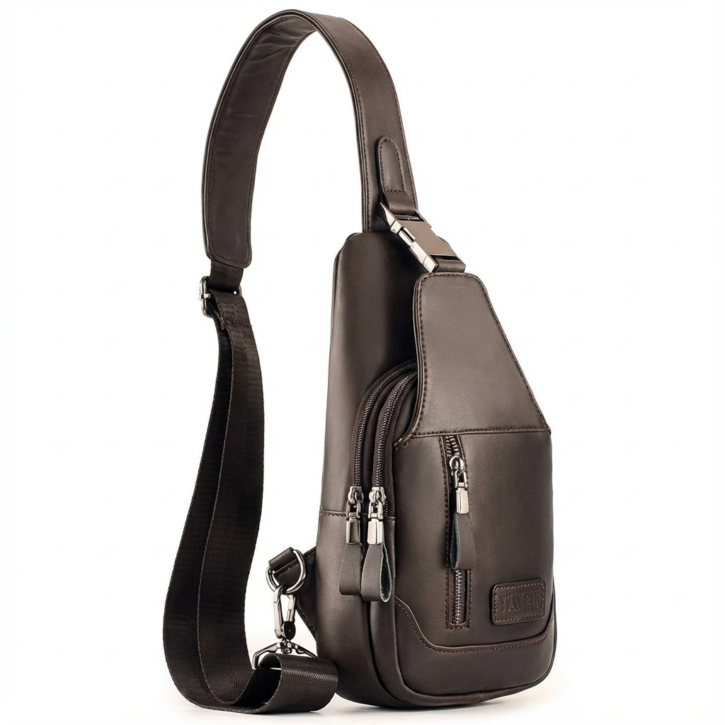 Men’s Leather Sling Bag – Secure Anti-Theft