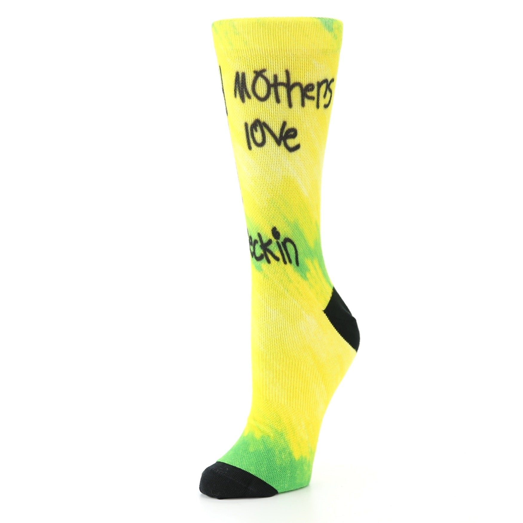 Happy Mother's Day Custom Handwritten Yellow and Green Note Socks - Women's Custom Socks