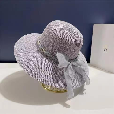 French Style Lace Strap Big Brim Beach Hat Seaside Play Straw Hat Female Sun-proof All-matching