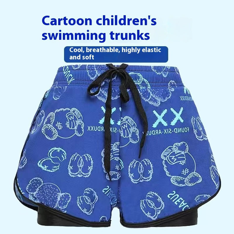 Boys' Swimming Trunks Summer Anti-embarrassment Double-layer Quick-drying