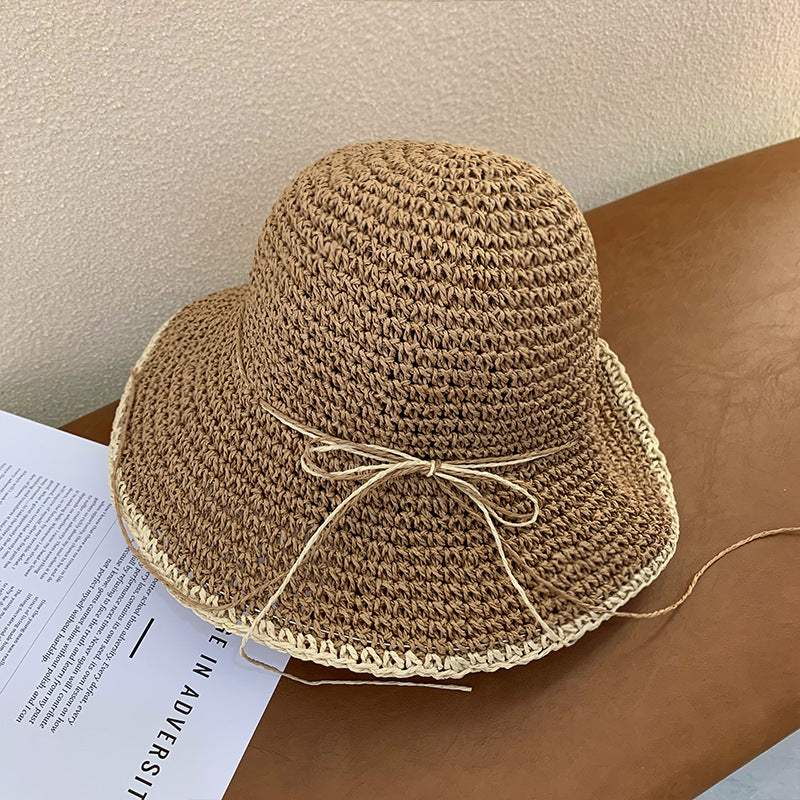 Brim Sun-proof Sun Protection Beach Trip All-matching Sun-proof Dome Straw Hollow Breathable Straw Hat