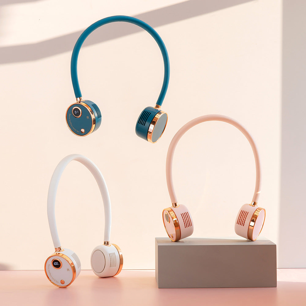 New Product G2 Digital Display Hanging Neck Fan Usb Mini Portable Fan Large Capacity Charging Leafless Hanging Neck Lazy Fan