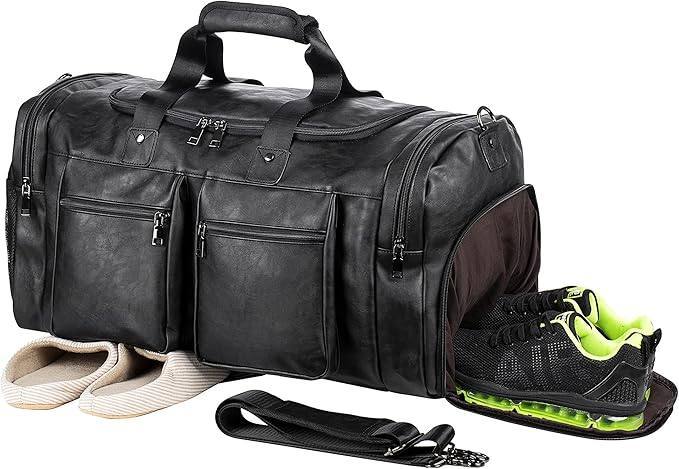 Men’s Leather Duffel Bag – Carry-On Travel 52L Travel