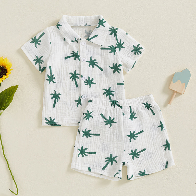 Baby Boy Beach Series Short Sleeve Blouse And Pants