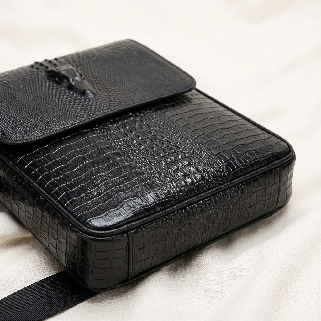 Men’s Croc-Embossed Leather Sling Bag – Modern Everyday Carry