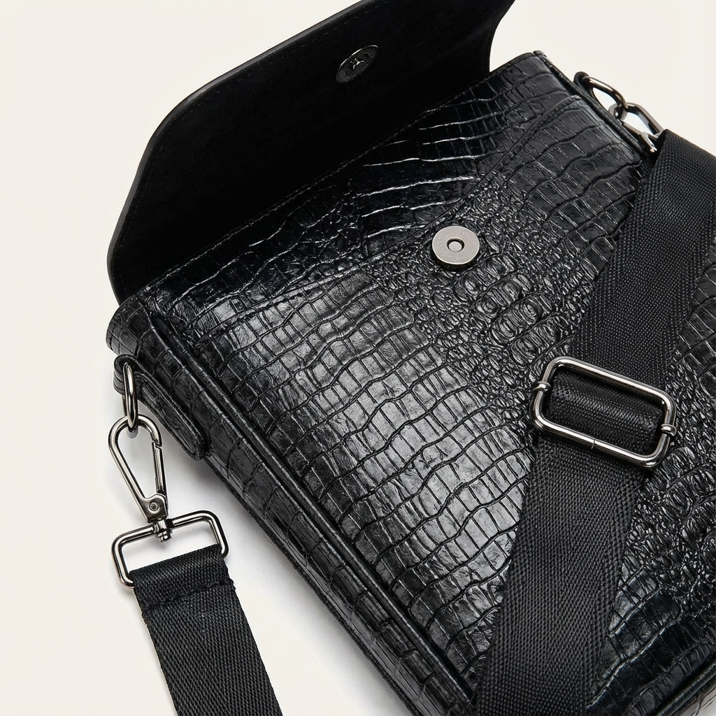 Men’s Croc-Embossed Leather Sling Bag – Modern Everyday Carry