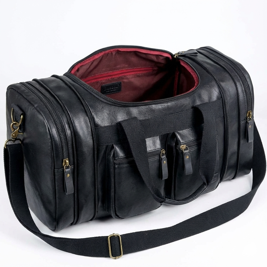 Men’s Leather Duffel Bag – Carry-On Travel 40L Travel