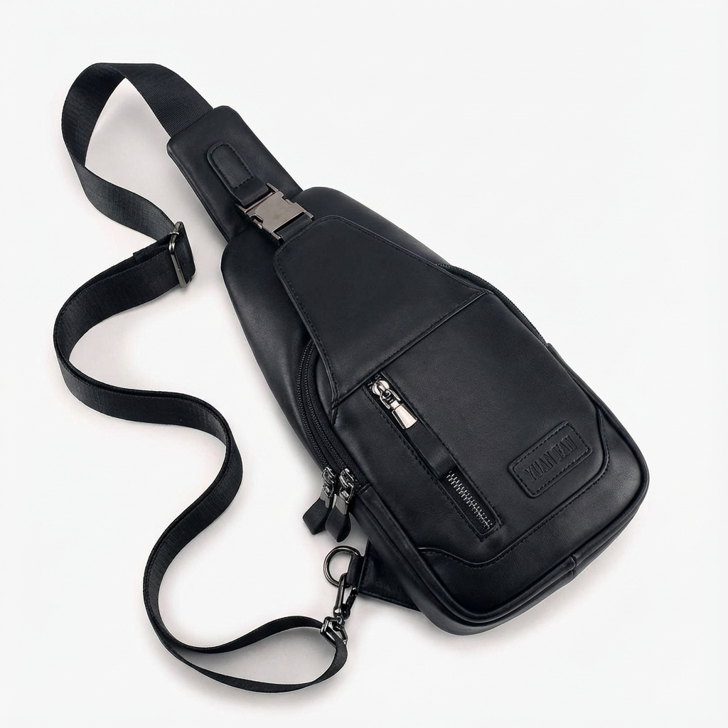 Men’s Leather Sling Bag – Secure Anti-Theft