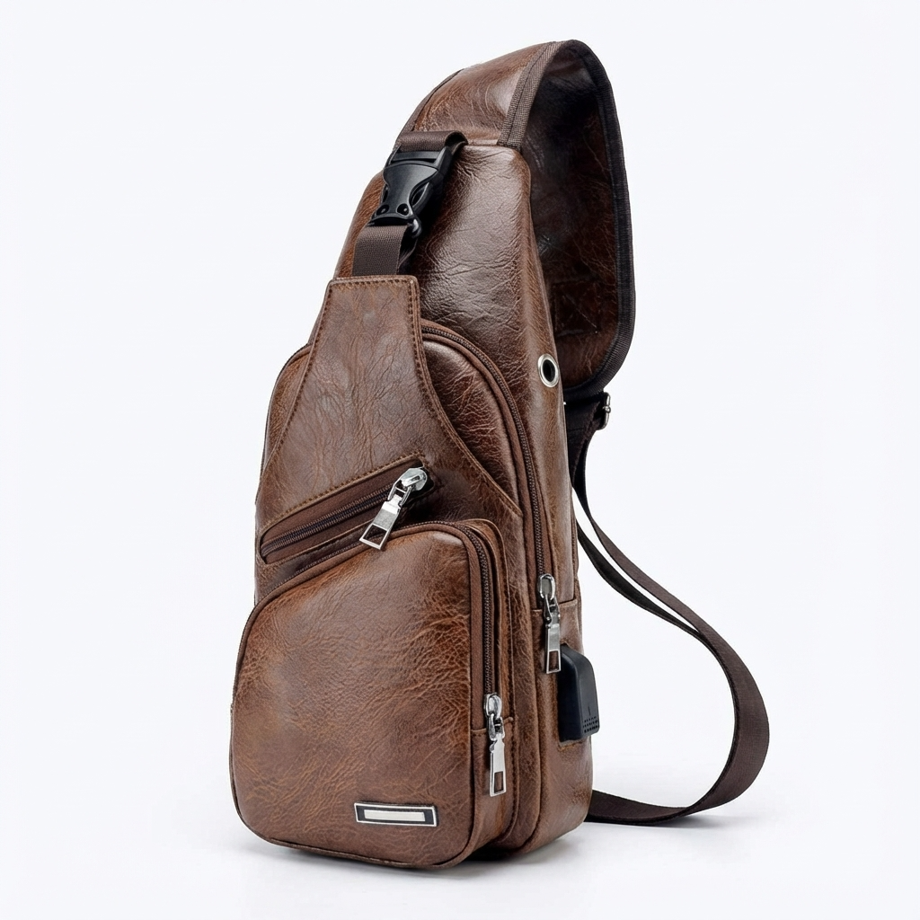 Men’s Leather Sling Bag – Secure Anti-Theft