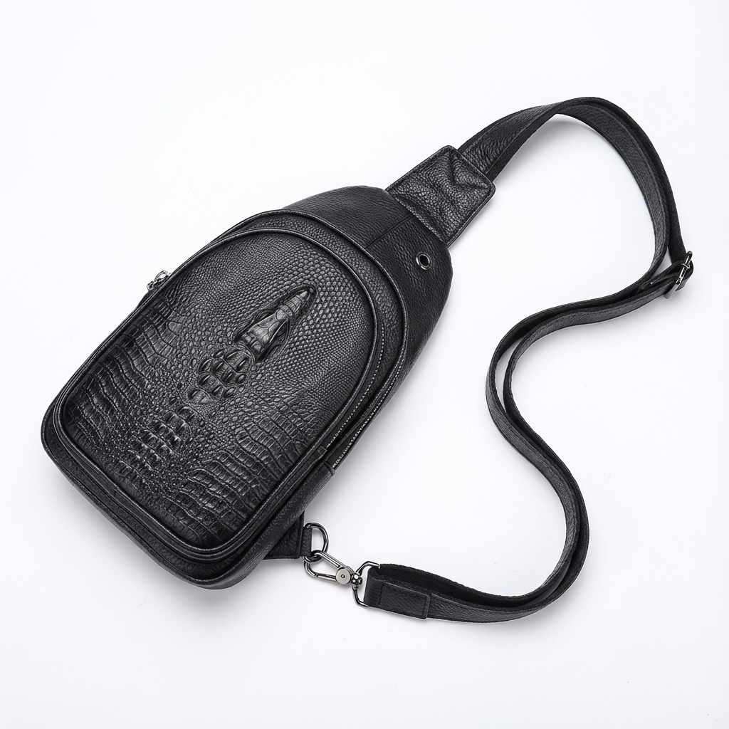 Men’s Croc-Embossed Leather Sling Bag – Modern Everyday Carry
