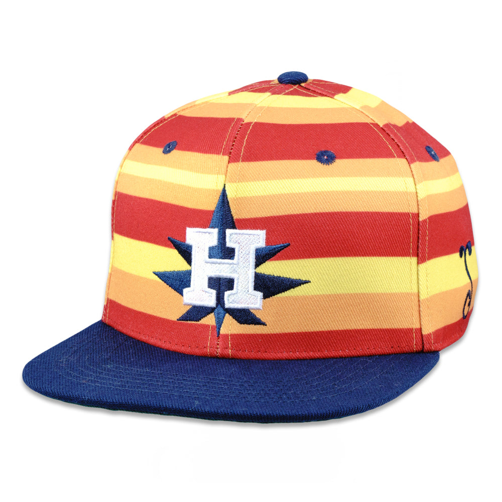 Hashstros Orange Striped Fitted Hat