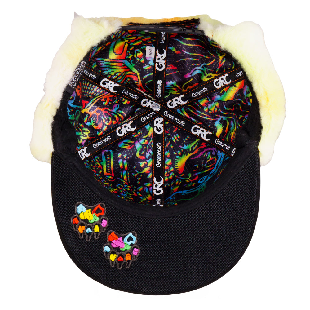 Orange Bear Fur Earflap Snapback Hat