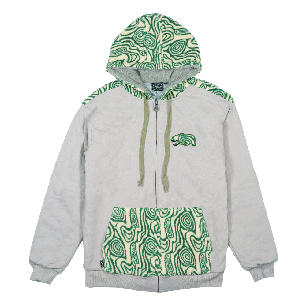 Removable Bear Green Fur Zip Up Hoodie