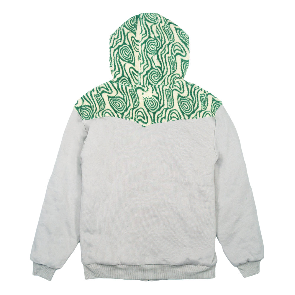 Removable Bear Green Fur Zip Up Hoodie