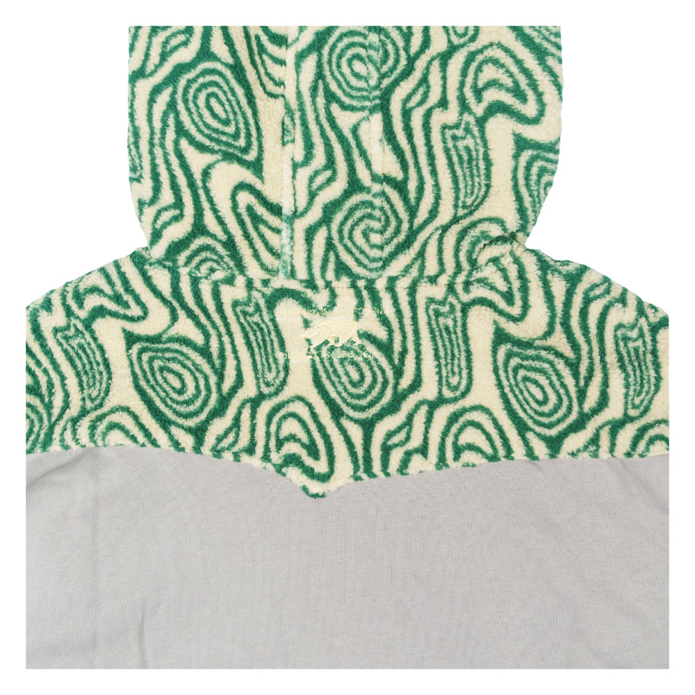 Removable Bear Green Fur Zip Up Hoodie