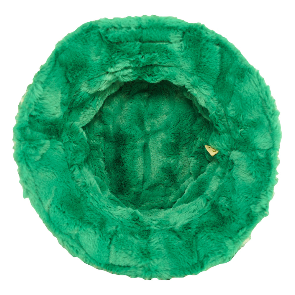 Bear Collection Green Fur Reversible Bucket Hat