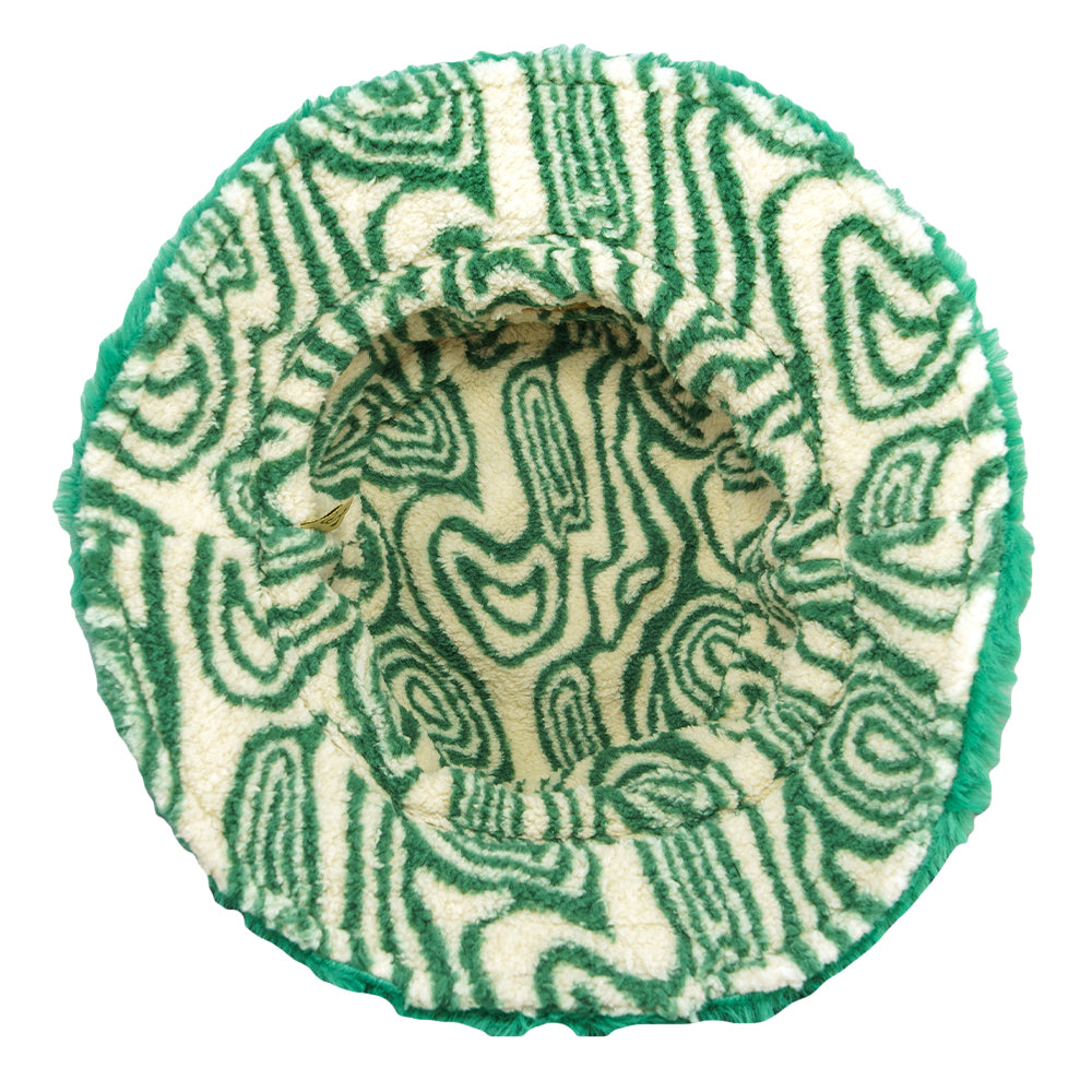 Bear Collection Green Fur Reversible Bucket Hat