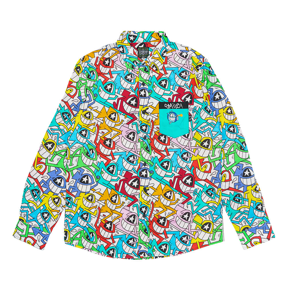 El Pez Smile Long Sleeve Button Up Shirt