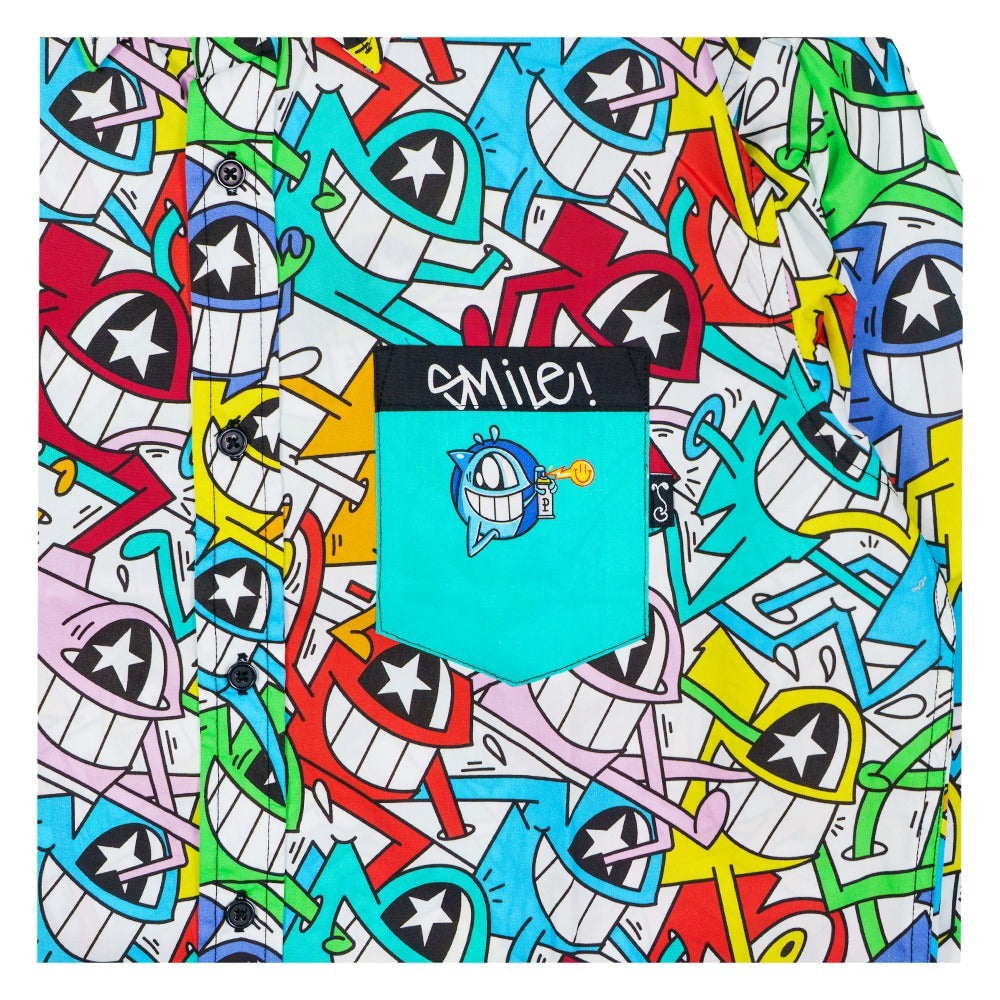 El Pez Smile Long Sleeve Button Up Shirt