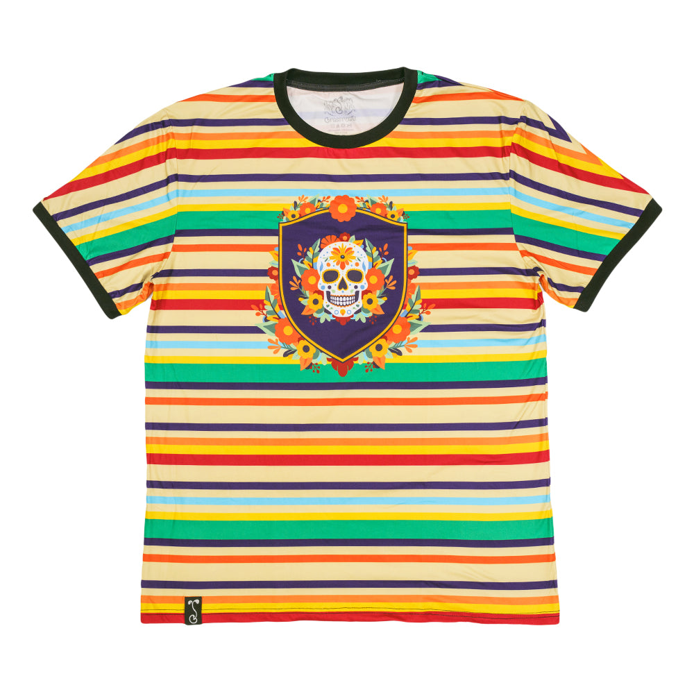 Dia De Los Muertos Sugar Skull Striped T Shirt