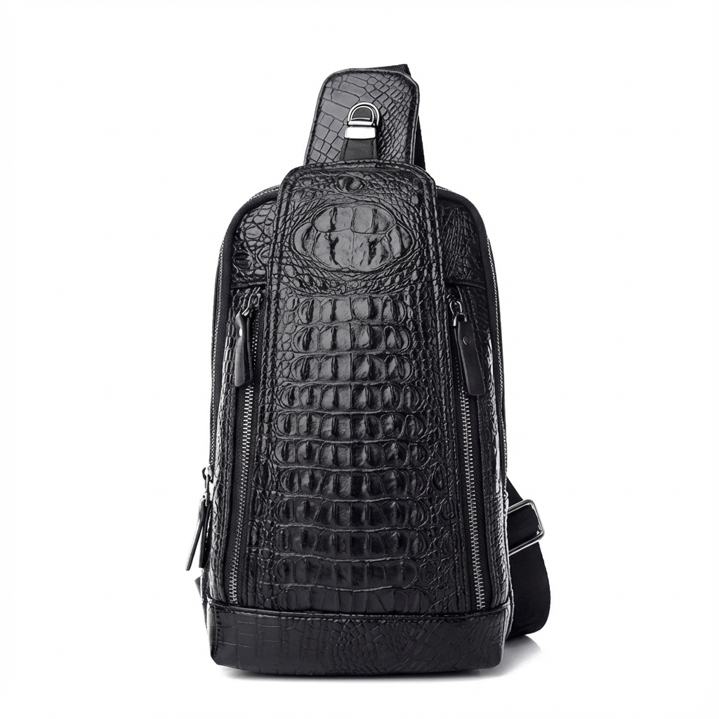 Men’s Croc-Embossed Leather Sling Bag – Modern Everyday Carry