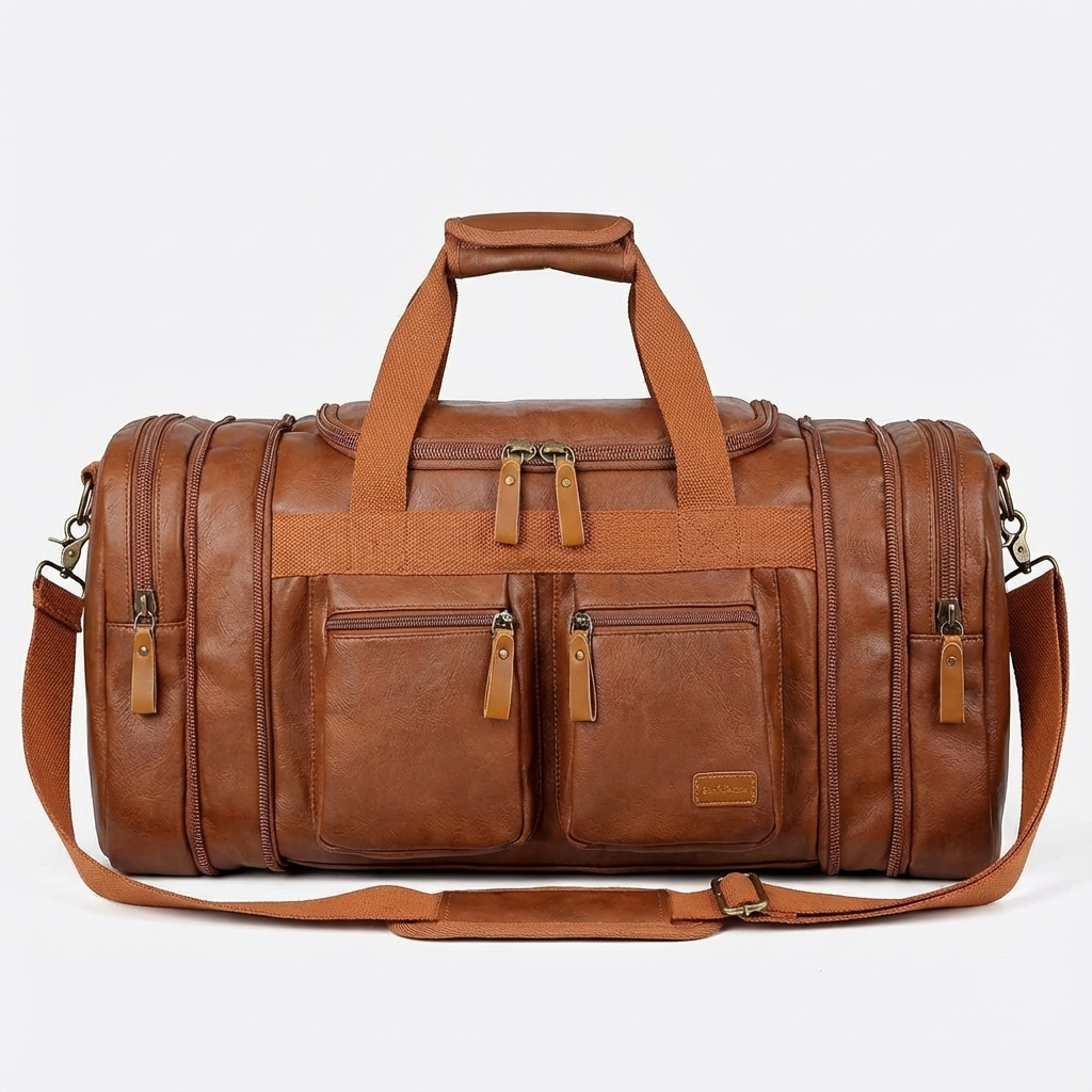 Men’s Leather Duffel Bag – Carry-On Travel 40L Travel