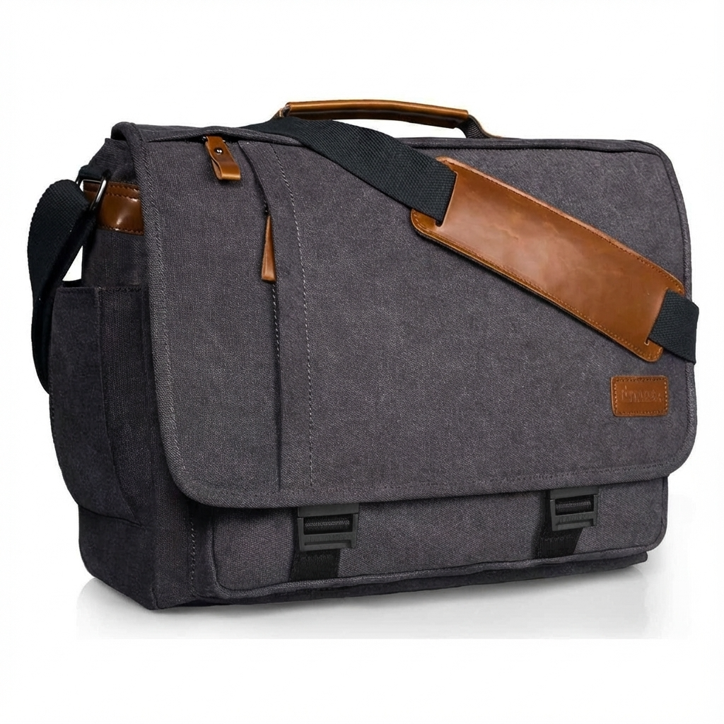 Men’s Canvas Messenger Bag – Water-Resistant Laptop Ready