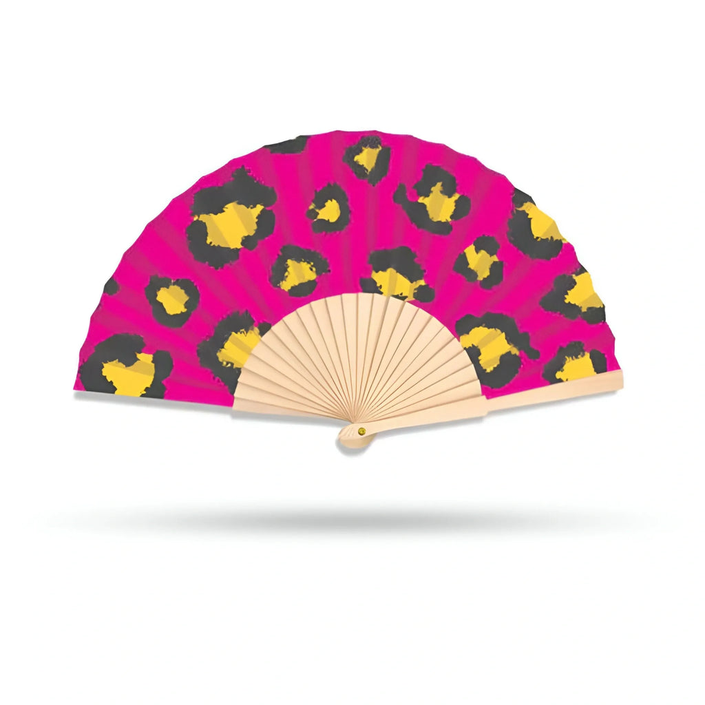 Cheetah Print Hand Fan - Pink