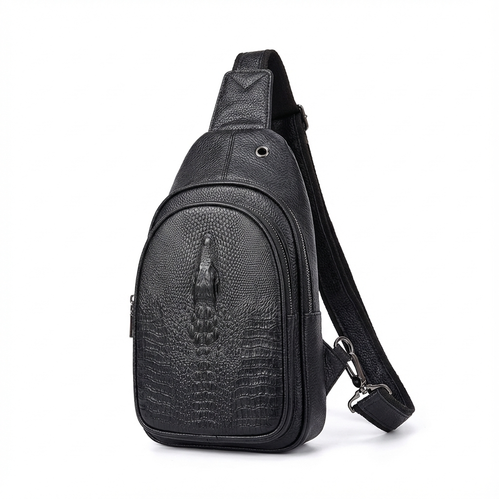 Men’s Croc-Embossed Leather Sling Bag – Modern Everyday Carry