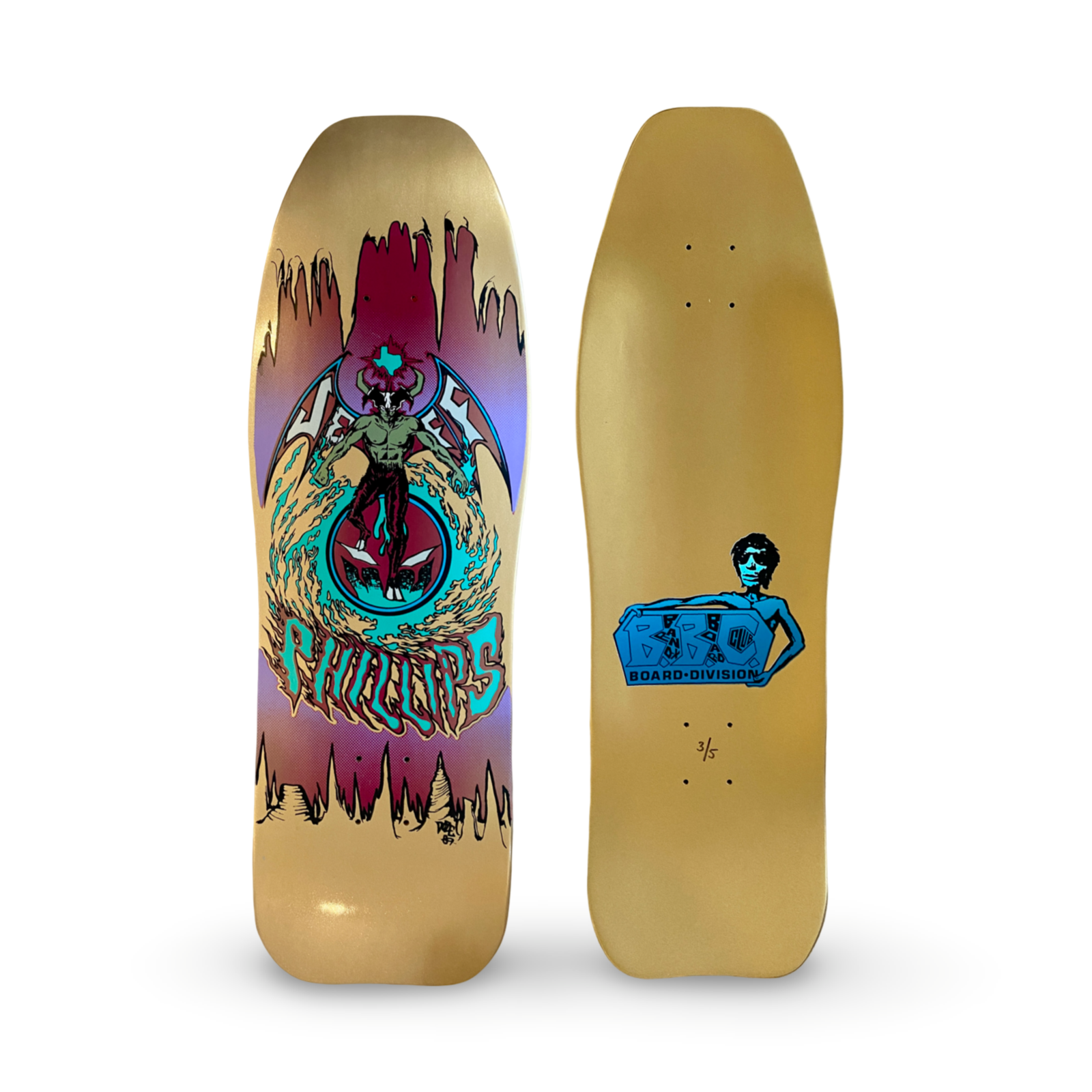 Jeff Phillips DevilMan METALLIC GOLD Limited Edition, BBC Deck HAND-PAINTED (1 of 5)