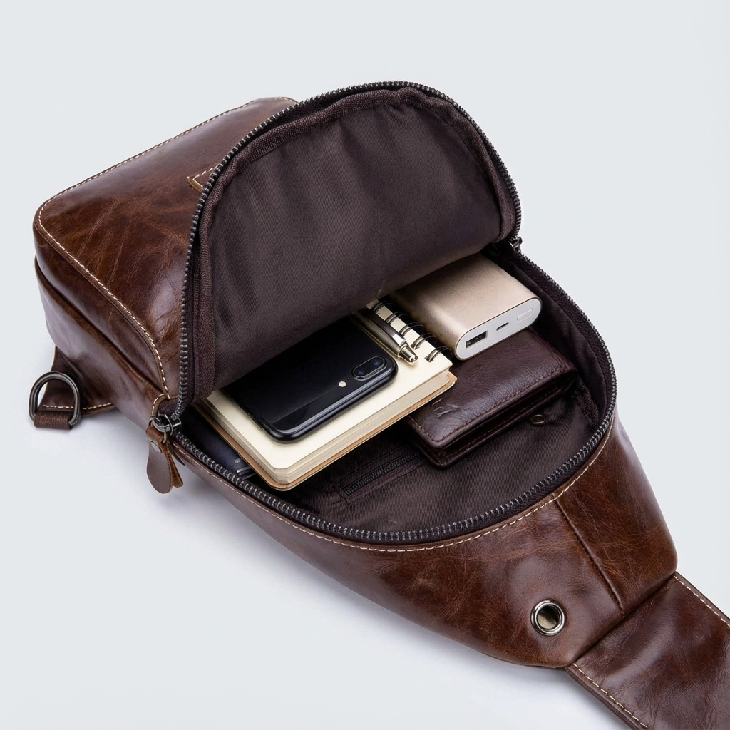 Men’s Leather Sling Bag – Professional Commute