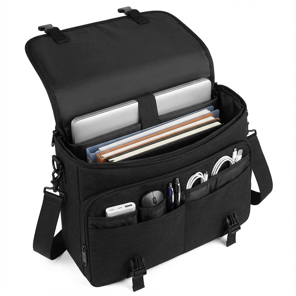 Men’s Nylon Messenger Bag – Water-Resistant 15.6 Laptop Ready