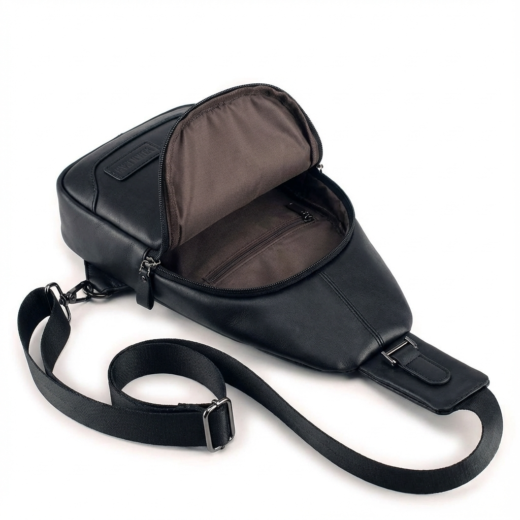 Men’s Leather Sling Bag – Secure Anti-Theft