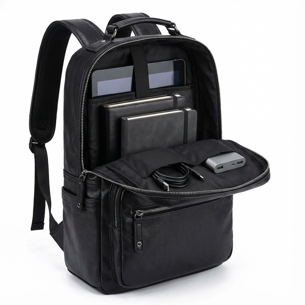 Men’s Leather Backpack – Water-Resistant 17 Laptop Ready