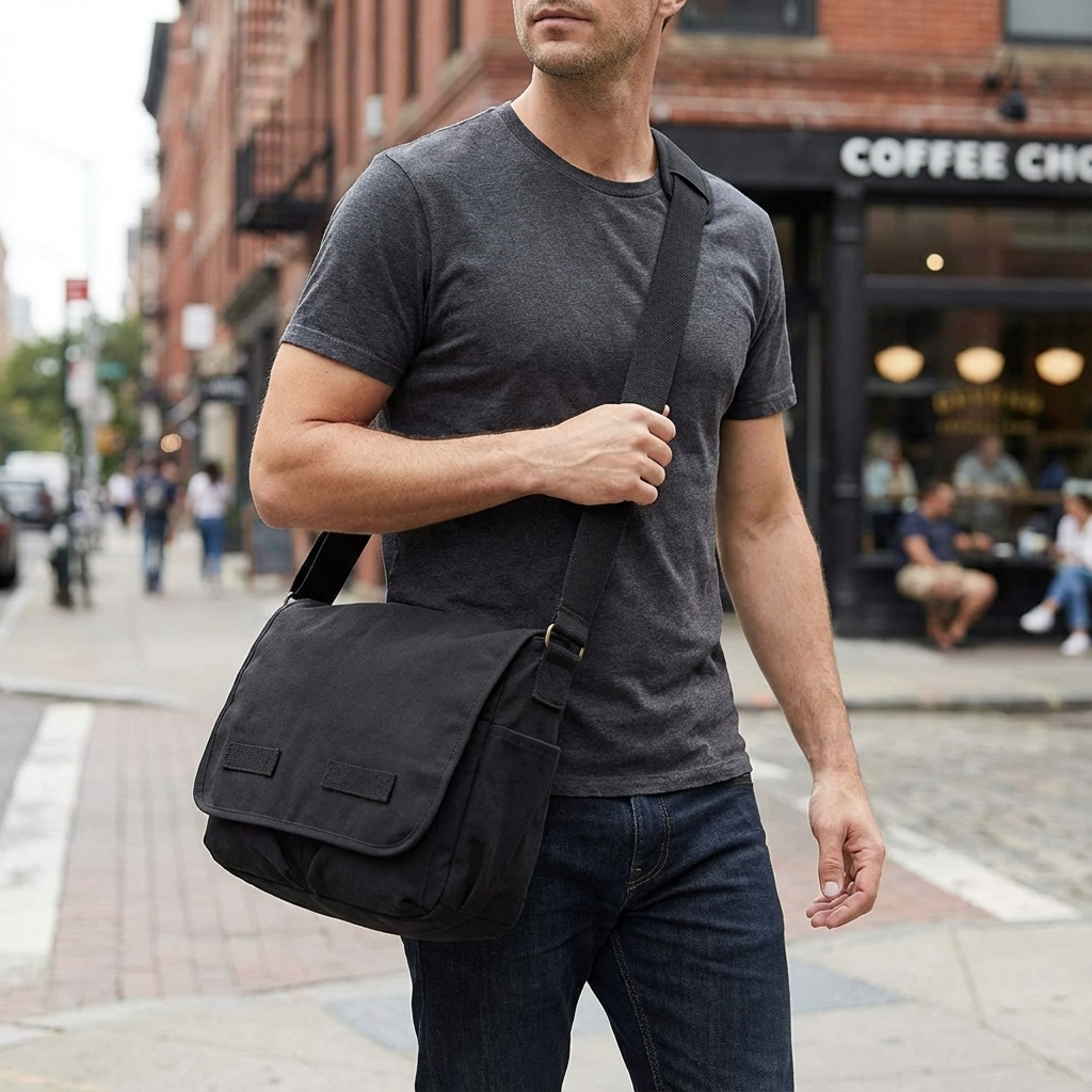 Men’s Canvas Messenger Bag – Laptop Ready