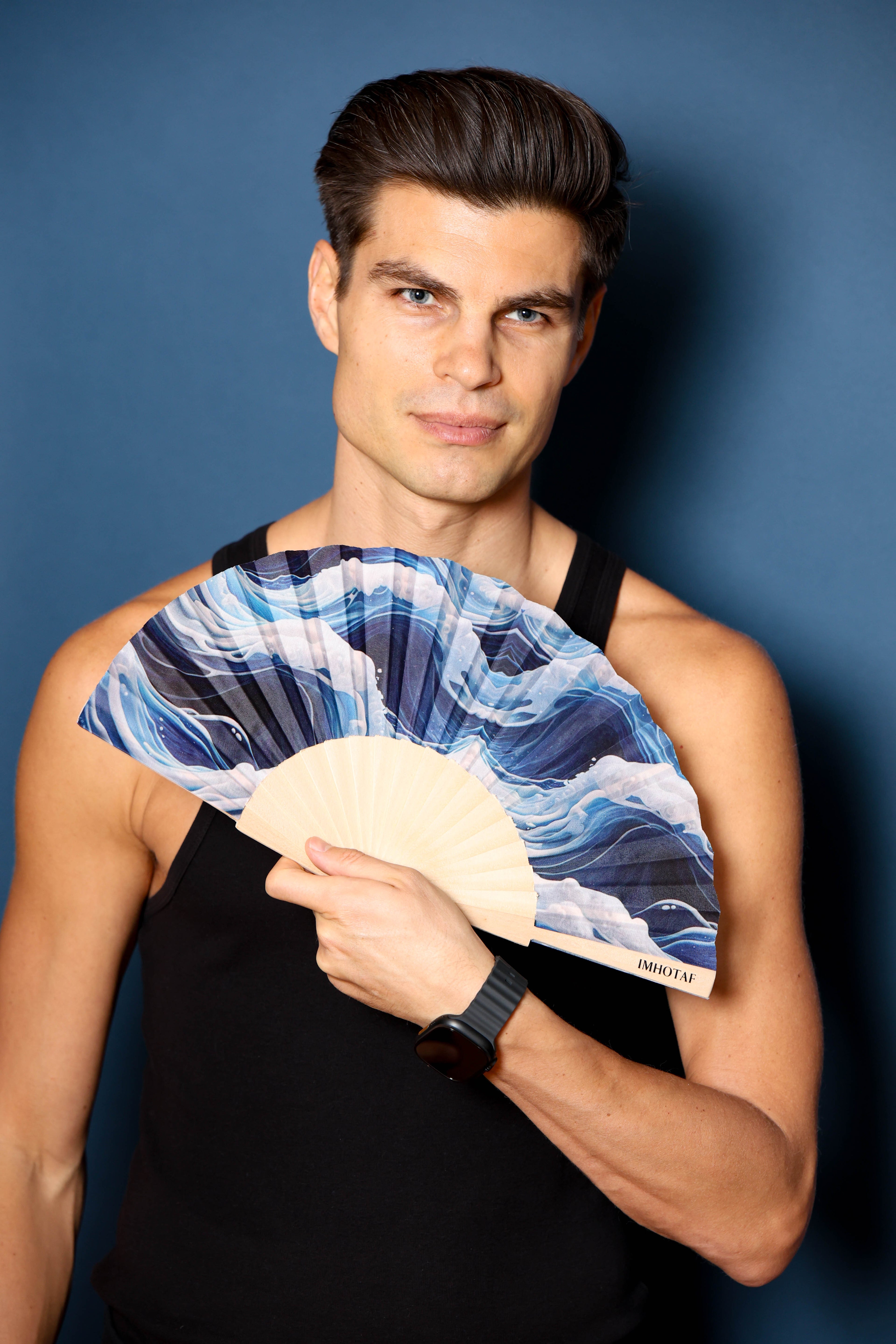 Blue Wave Hand Fan