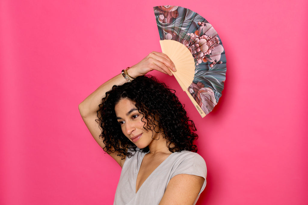 Pebble Oasis Hand Fan