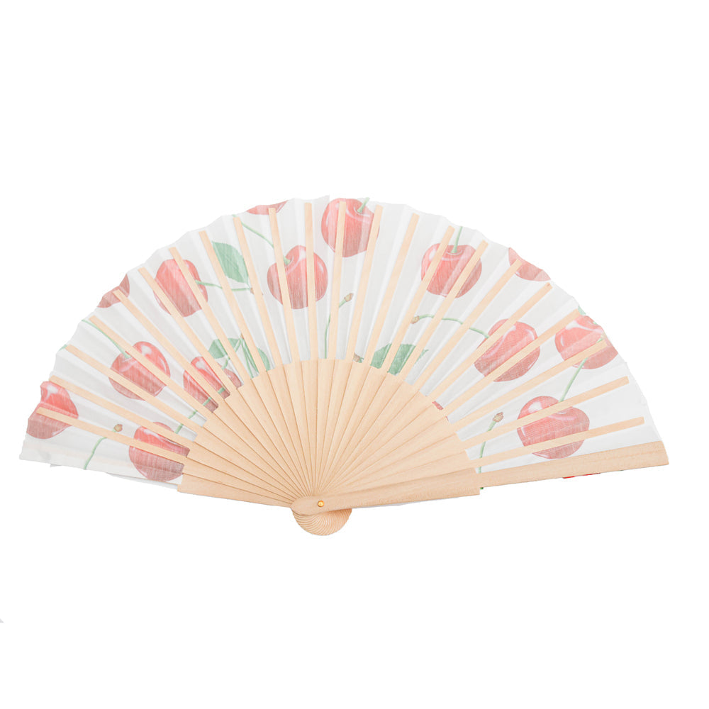 White Cherries Hand Fan