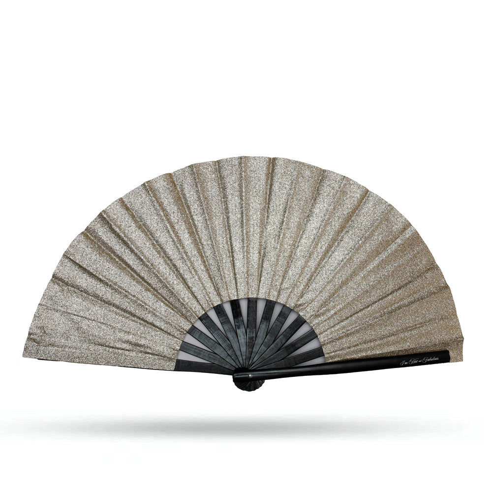 Champagne Gold Mega Sparkle XL Hand Fan