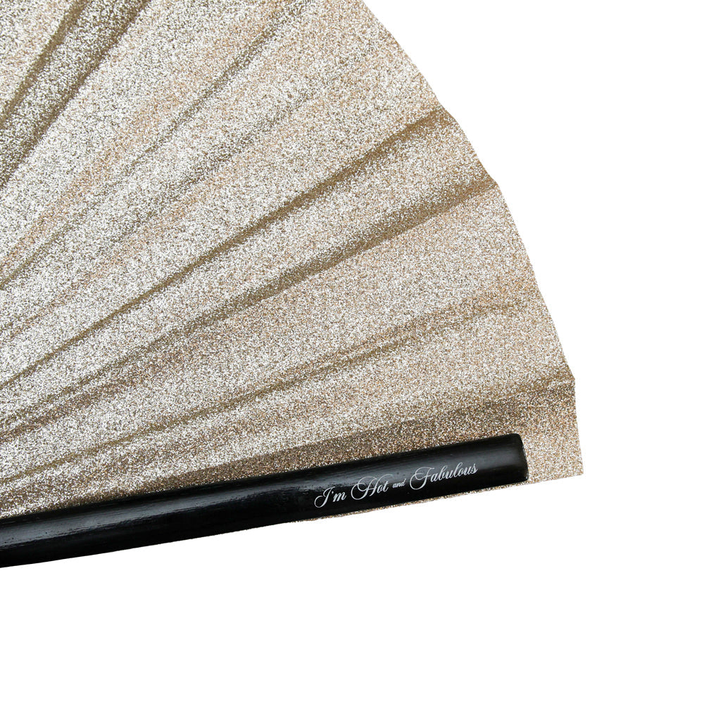 Champagne Gold Mega Sparkle XL Hand Fan