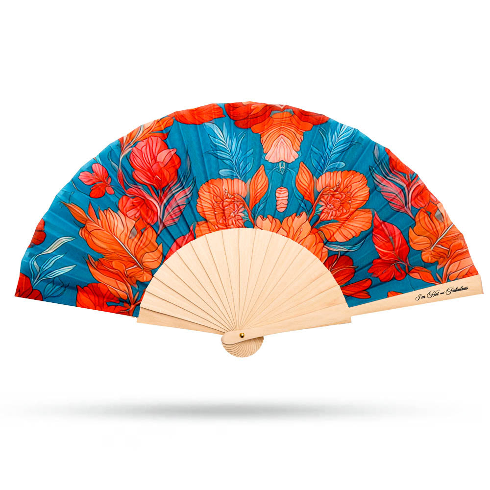 Azure Garden Hand Fan